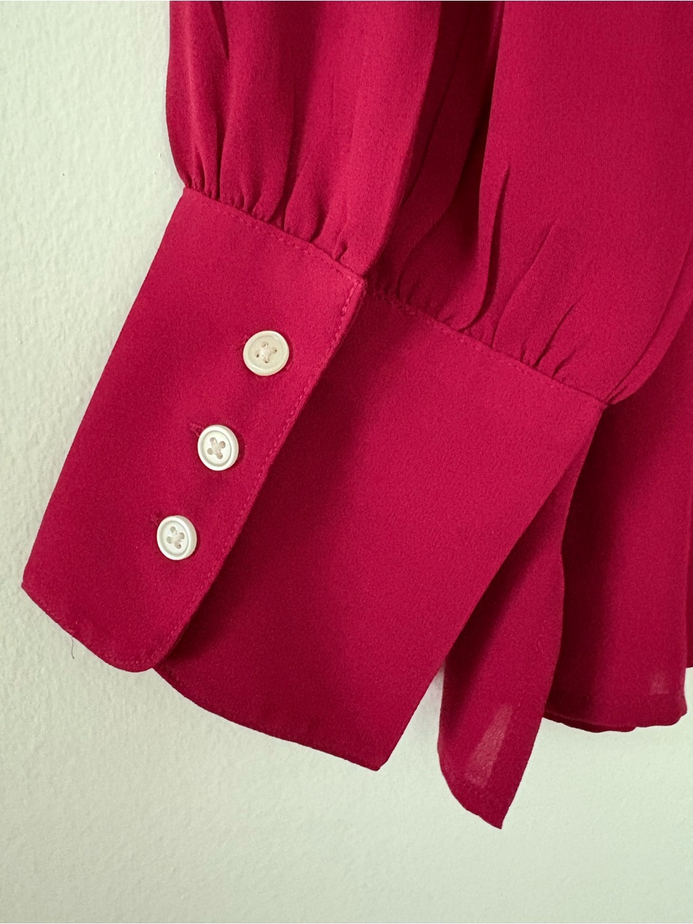 LOFT Raspberry-Pink Button Front Mandarin Collar Blouse - Picture 3 of 8